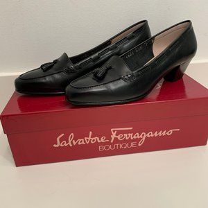 Vintage Ferragamo Black Calf Loafer